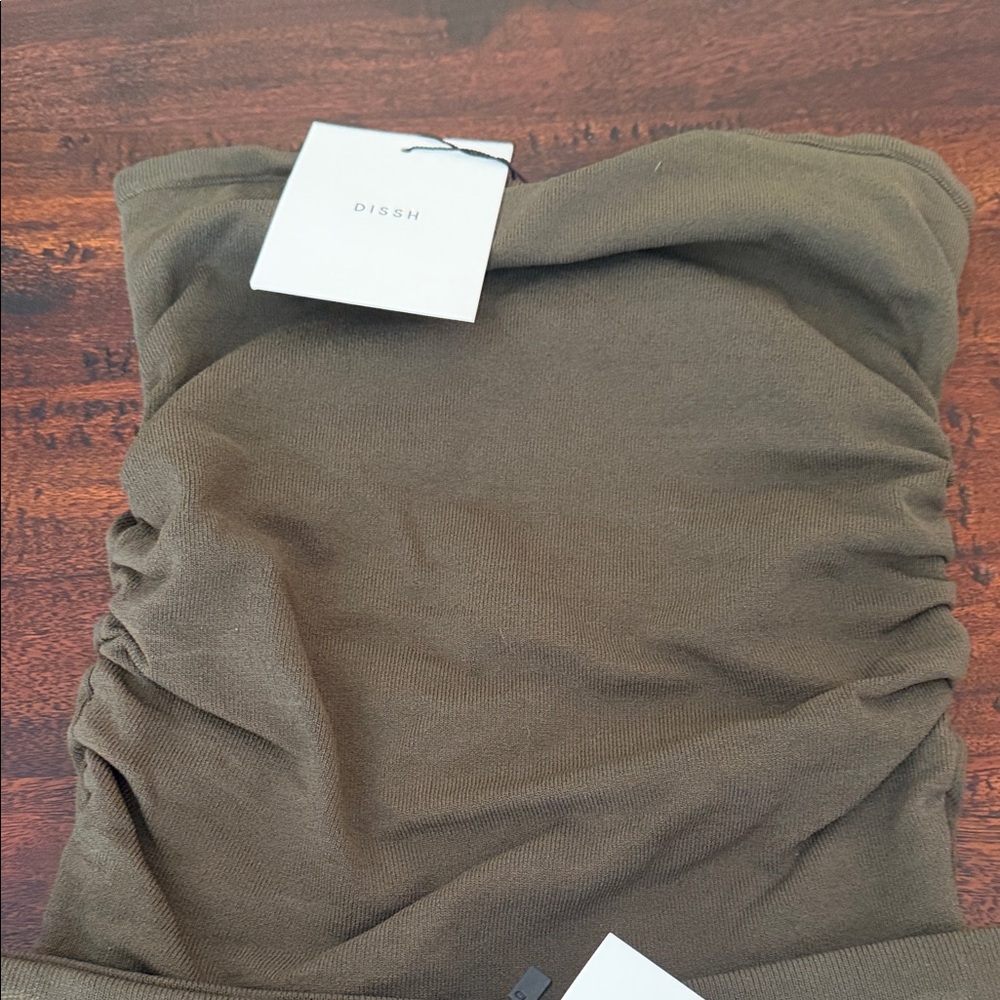 DISSH Olive Strapless Ruched Tube Top